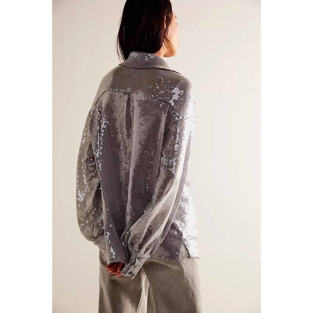NEW FREE PEOPLE disco margarita button down shirt in rocket - Picture 2 of 4